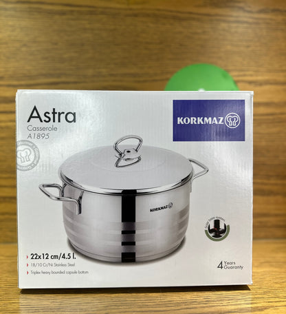 KORKMAZ ASTRA Casserole 22 x 12 cm (4.5 Liters) - TDL HOUSEHOLD