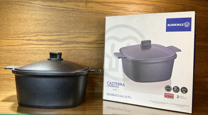 KORKMAZ Square Cast Iron Casserole 28 x 28 x 12.5 cm “Casterra” - TDL HOUSEHOLD