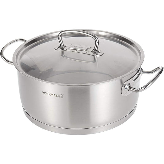 KORKMAZ Low Casserole 28 x 12 cm (7.3 Liters) “Proline” - TDL HOUSEHOLD