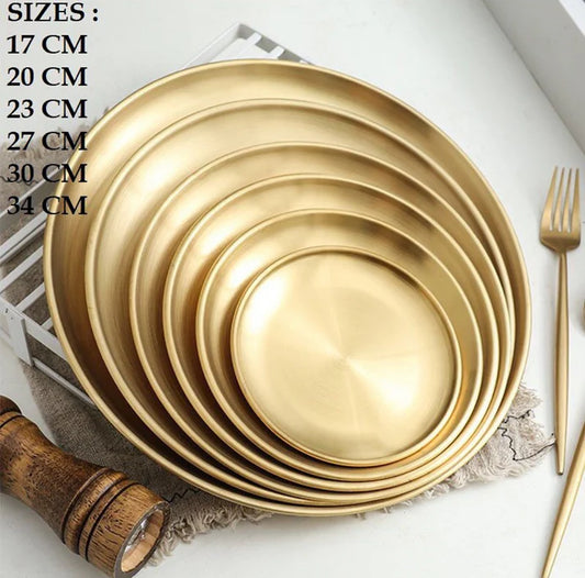 GOLDEN PLATE ROUND 23 CM - TDL HOUSEHOLD